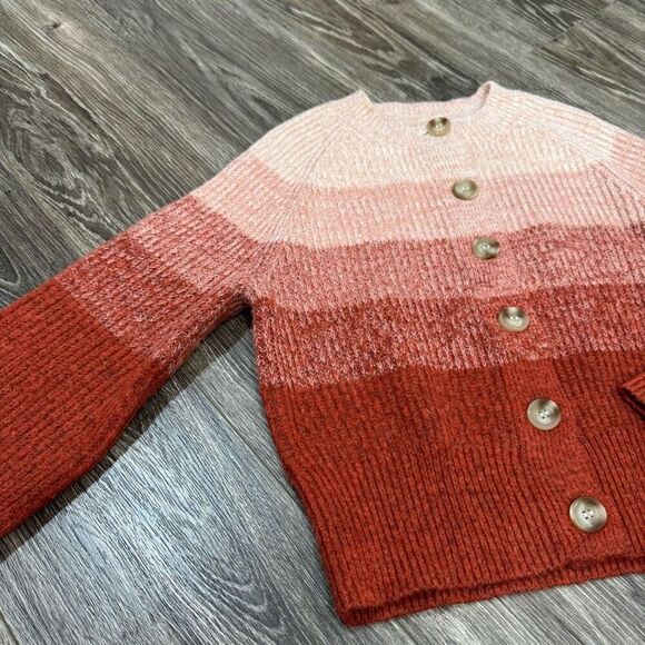 Vero Moda Kylie Button Blocked Striped Cardigan Sweater Rust/Orange Women XS - Picture 2 of 6